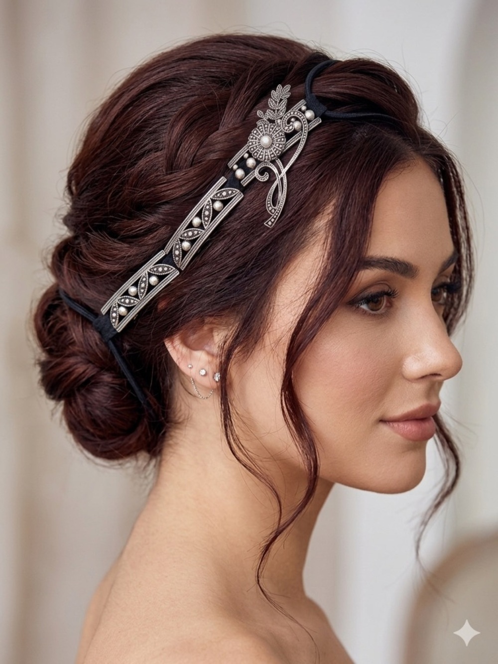Antique Silver Floral Filigree Headband